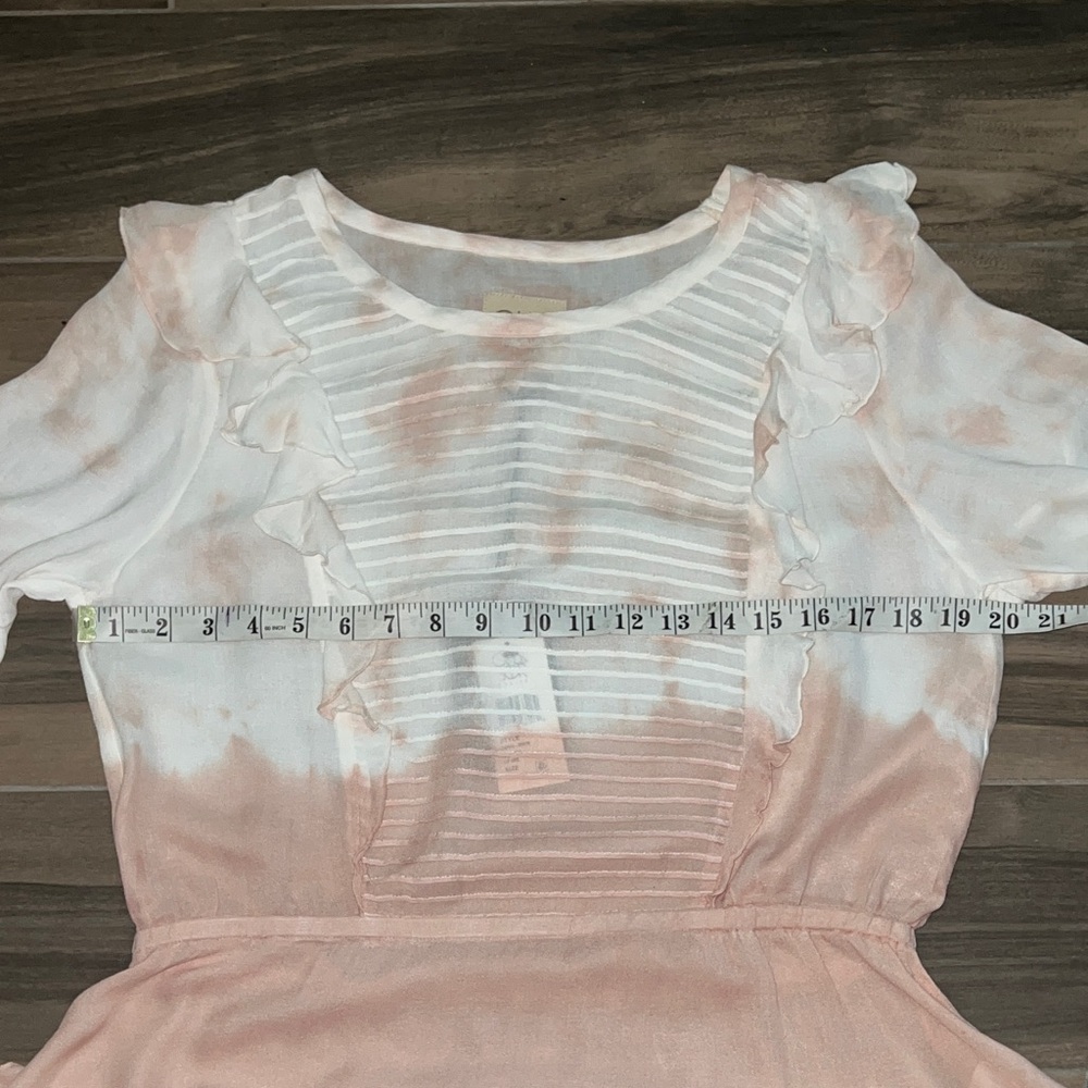 Chaser Dip Dye Pink and White Tie-Dye Ruffle Peplum Blouse Large - Picture 5 of 13